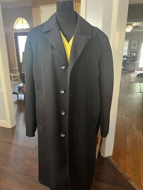 Men's Classic Black Single-Breasted Trench Coat